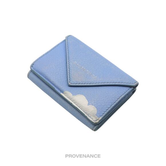 🔴 Balenciaga Papier Mini Card Wallet - Clouds Blue Leather - Picture 3 of 8